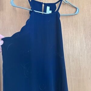 LOFT Navy Scalloped tank